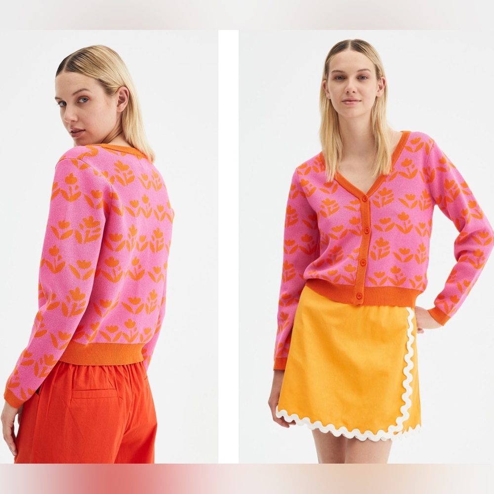 Compania Fantastica Floral Print Knit Cardigan | M